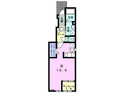 オパール・II(ワンルーム/1階)の間取り写真