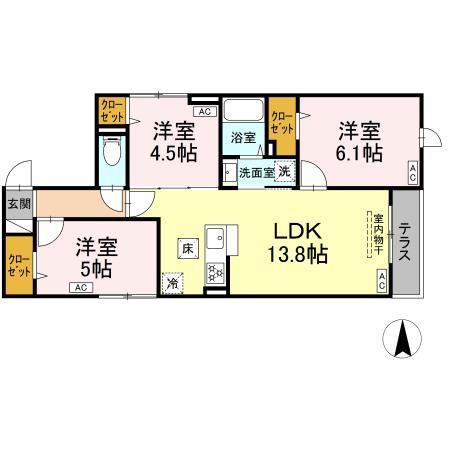 セレスティア東葛西V(3LDK/1階)の間取り写真