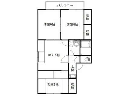 ハビテーションII(3DK/2階)の間取り写真