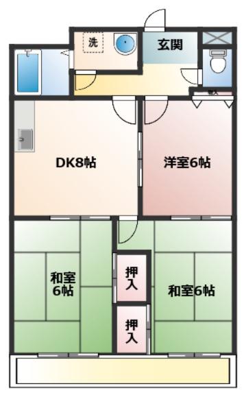 サンロードM(3DK/2階)の間取り写真
