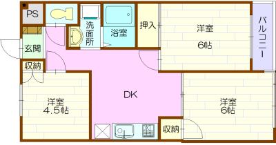 アーバン東横(3DK/1階)の間取り写真