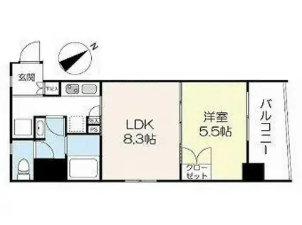 LEGABENE八丁堀(1LDK/2階)の間取り写真