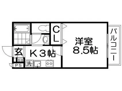 アンシャンテ香里(1K/1階)の間取り写真