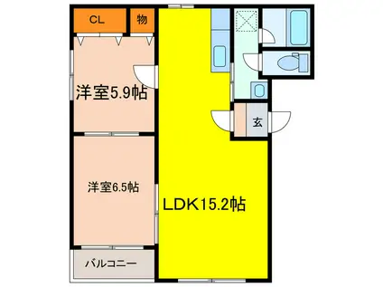 ミヤビタウンE(2LDK/3階)の間取り写真