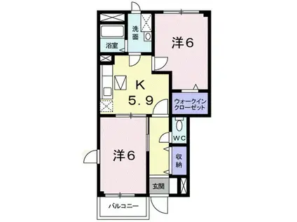 グランドステージしなのA(2DK/1階)の間取り写真