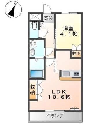 イーピースドゥプリンセス(1LDK/1階)の間取り写真