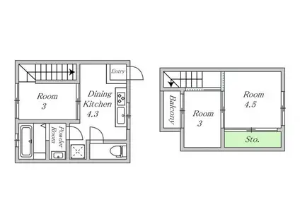 河合ビル(3DK/2階)の間取り写真