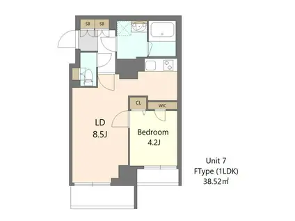 S-RESIDENCE高島平ASOLEA(1LDK/5階)の間取り写真