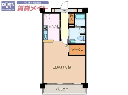 栗真MSビル(1K/9階)の間取り写真