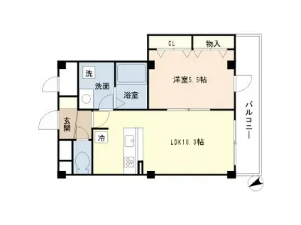 クレストコート(1LDK/2階)の間取り写真