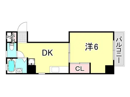サイコート兵庫(ワンルーム/6階)の間取り写真
