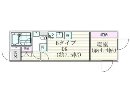 グランピア笹塚(1DK/4階)の間取り写真