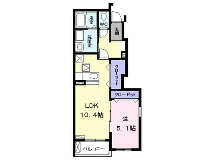 ニューパーク(1LDK/1階)の間取り写真