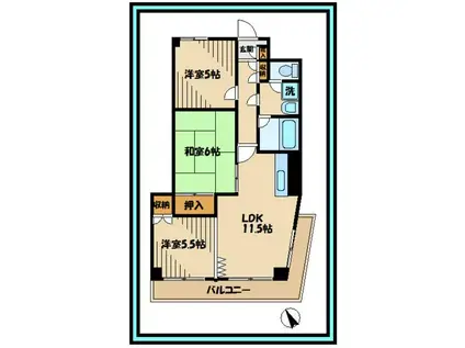 サザン稲城(3LDK/4階)の間取り写真