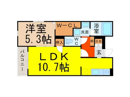 ディオール名駅(1LDK/3階)の間取り写真