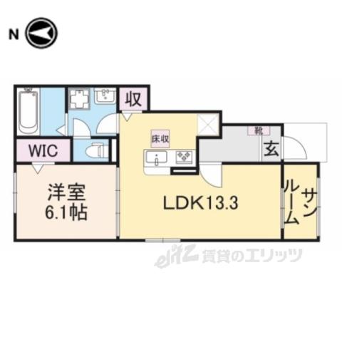 クレール丹波篠山2(1LDK/1階)の間取り写真