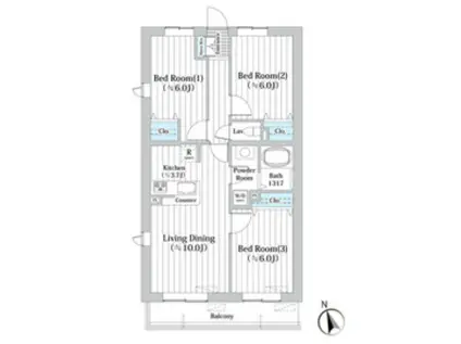 コートブリーズ船橋中山(2LDK/1階)の間取り写真