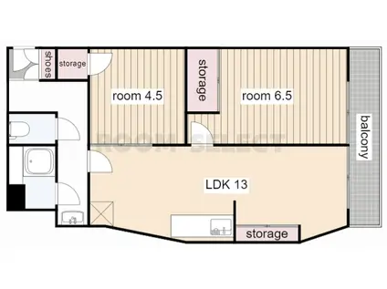 レジデンスヒルズ向台(2LDK/2階)の間取り写真