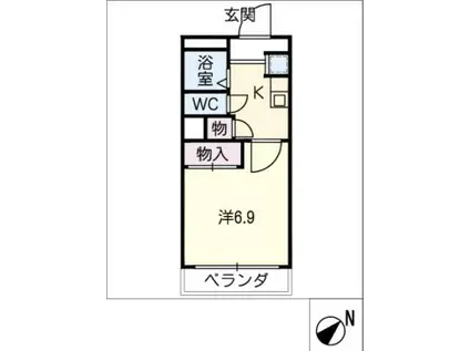 グロワール21(1K/3階)の間取り写真