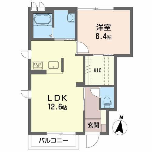 KブランシェH(1LDK/1階)の間取り写真