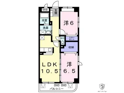 クラシオンI(2LDK/5階)の間取り写真