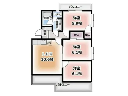 エクセルシオールII(3LDK/3階)の間取り写真