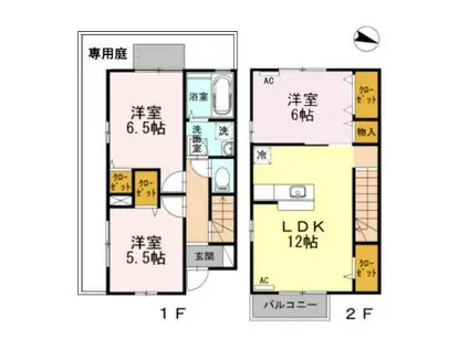 アン・レーヴ(3LDK/2階)の間取り写真
