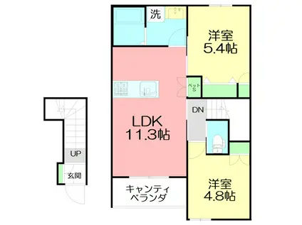桜ケ丘3丁目メゾン(2LDK/2階)の間取り写真