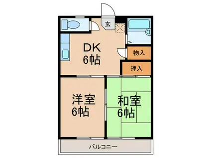 ハイツ桑の木(2DK/1階)の間取り写真