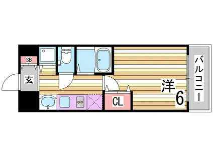 プレサンス神戸裁判所前デリシア(1K/11階)の間取り写真