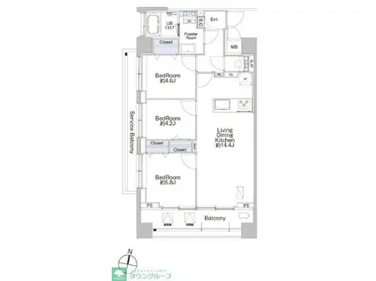 プロシード池上(3LDK/8階)の間取り写真