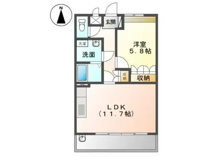 クローバーハウスB(1LDK/2階)の間取り写真