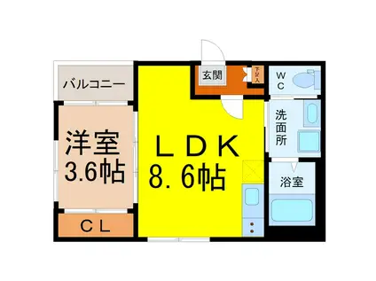 CHAT PRUNE(1LDK/2階)の間取り写真