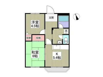 グリーンヴィラ(2K/2階)の間取り写真