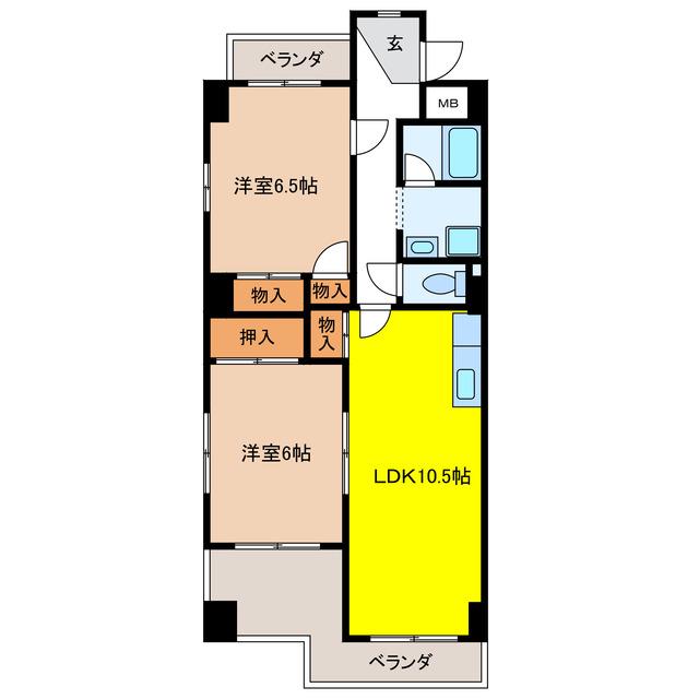 エム&エム5ビル(2LDK/2階)の間取り写真