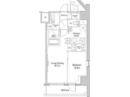 ザ・パークハビオ中野富士見町ガーデン(1LDK/12階)の間取り写真