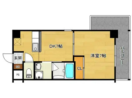 AQUA HILLS(1DK/2階)の間取り写真