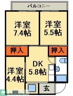 パークハイツ(3DK/2階)の間取り写真