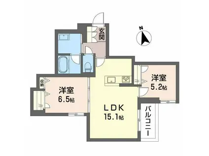 SHAMAISON神通町(2LDK/2階)の間取り写真