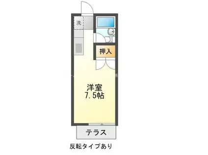 プリンスヒルB(ワンルーム/2階)の間取り写真