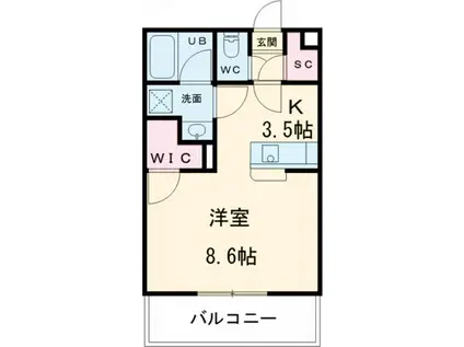 ルコネッサンス(ワンルーム/2階)の間取り写真