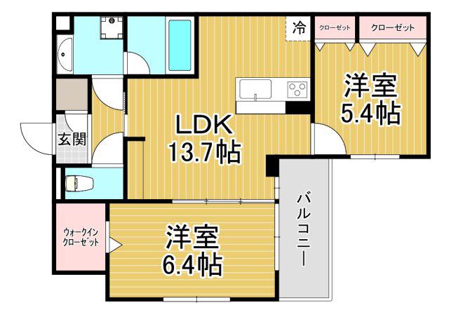 グラン アルベロ(2LDK/3階)の間取り写真
