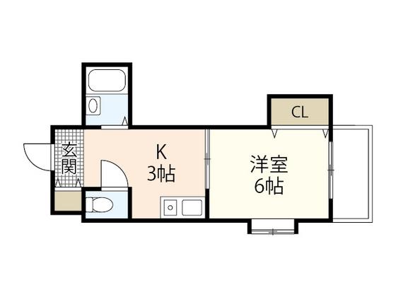 タウン己斐西(1K/4階)の間取り写真