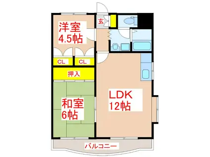 N.S.GATE加治木(2LDK/4階)の間取り写真