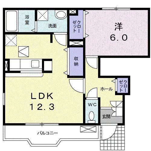 ジュネス(1LDK/1階)の間取り写真