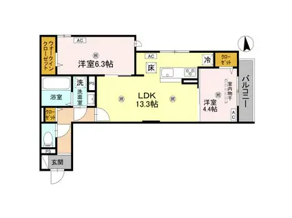 メゾン ド セリジェ(2LDK/1階)の間取り写真