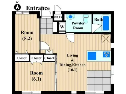 ミニヨン・ヴィラージュ(2LDK/3階)の間取り写真