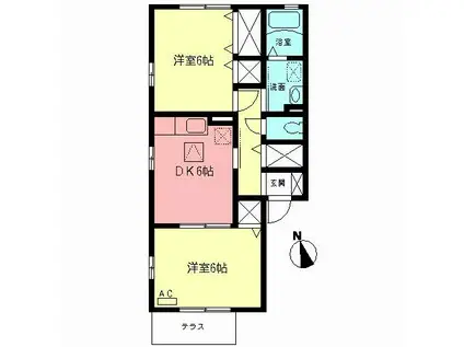 コンフォールメゾン(2DK/2階)の間取り写真