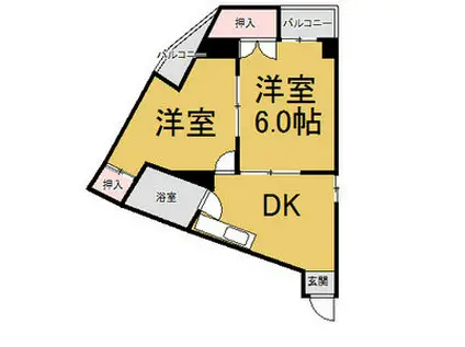 ナビオ覚王山(2DK/3階)の間取り写真