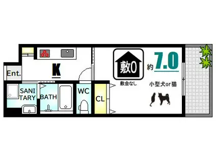 ORIENT BLD NO.125(1K/8階)の間取り写真